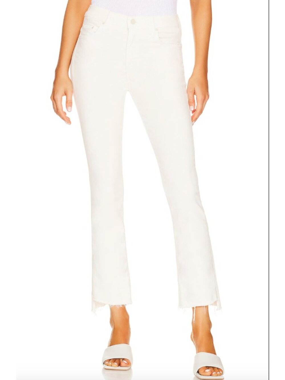 MOTHER The Insider Crop Step Fray Cream Puffs White Jeans Size 26